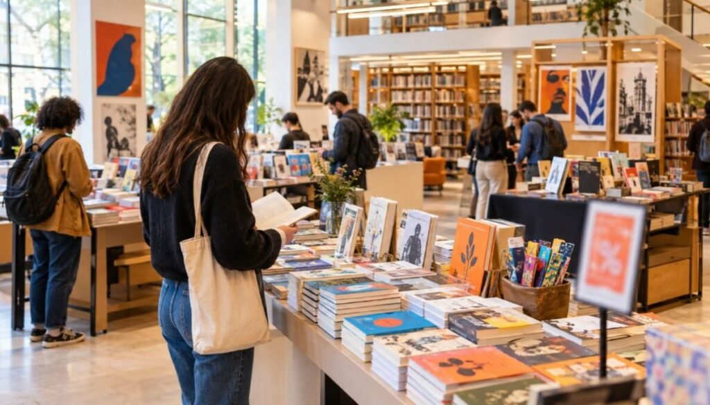A feira de livros e artes gráficas ocupa a Biblioteca Central durante os três dias.